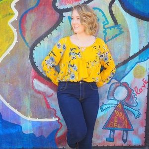 Yellow/Gold Floral Blouse from Old Navy